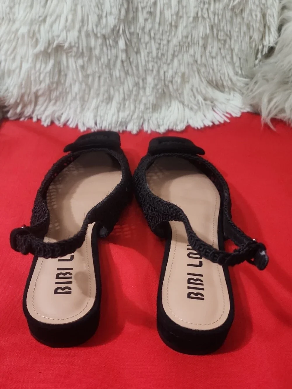 Bibi Lou Dalila Black Pointed Slingback Flats with Decorative Toe
